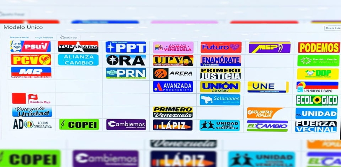 CNE presenta tarjetón electoral con nuevos partidos, colores y ubicaciones