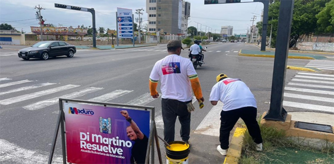 Alcaldía de Maracaibo interviene la ciudad con fuerza en asfaltado, demarcación y pintura de brocales