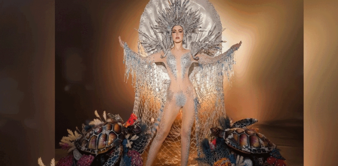 Miss Venezuela Universo Stephany Abasali luce una imponente creación del panameño Róyer Pérez