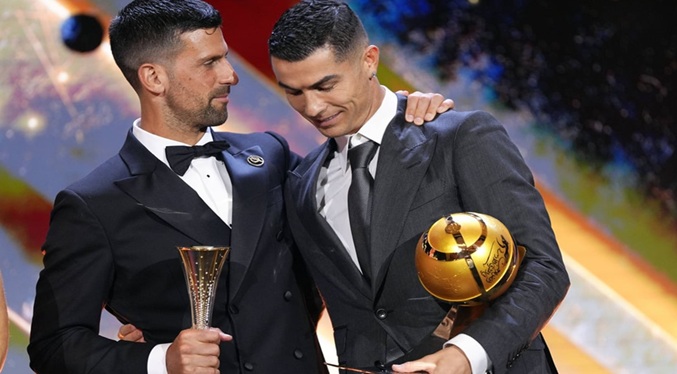 Djokovic, primer galardonado con el Globe Sports Award, entregado por Cristiano Ronaldo